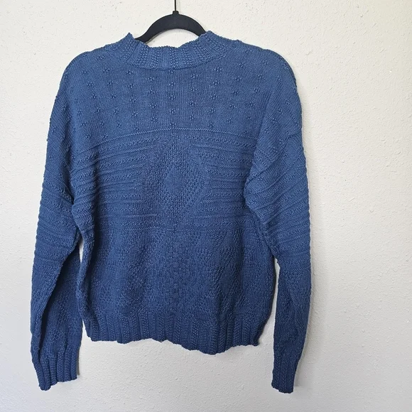 Vtg Bedford Fair Lifestyles Sweater Womens Petite L Blue Knit Pullover‎ Textured - Picture 7 of 10